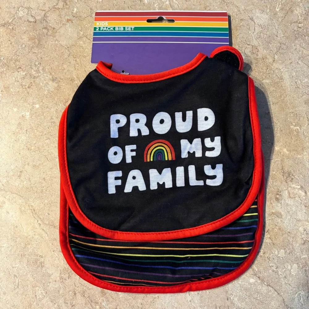 BioWorld Baby Bibs Infant Proud Of My Rainbow Family Kohl's Lot Bundle of 2 NWT